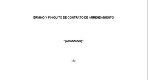 Termino Y Finiquito Contrato De Arrendamiento