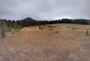 Vista de parcelas en Lomas de Chesque, Villarrica, con río y cordillera. Oportunidad de inversión de Ortúzar Propiedades.