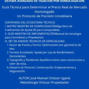 Matriz técnica de homologación inmobiliaria Metodología Ortúzar con coeficientes de ajuste K para tasación profesional.
