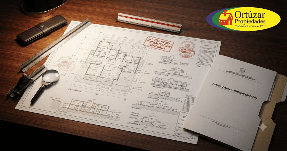 Plano arquitectónico profesional para regularización de vivienda bajo Ley del Mono.